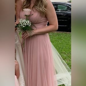 V-neck Bridesmaids Dress | A-line | Elegant | Blush Pink